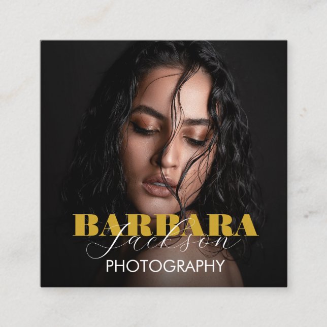 Tarjeta De Visita Cuadrada Fotografía profesional elegante (Anverso)
