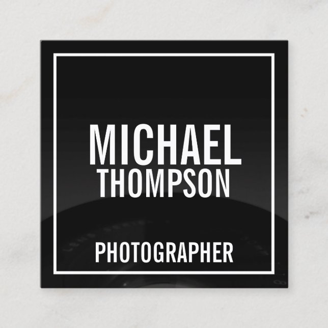 Tarjeta De Visita Cuadrada Fotografía profesional en blanco y negro (Anverso)