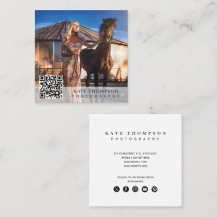 Tarjeta De Visita Cuadrada Fotografía profesional moderna Foto Código QR
