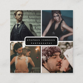 Tarjeta De Visita Cuadrada Fotógrafo 4 Fotos Código QR Iconos de medios socia