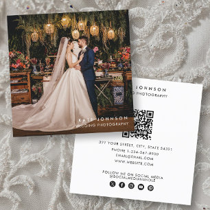 Tarjeta De Visita Cuadrada Fotógrafo Boda moderno QR Código Medios sociales