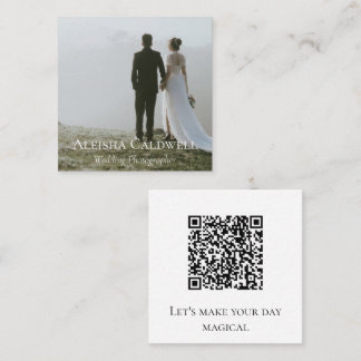 Tarjeta De Visita Cuadrada Fotógrafo de boda minimalista código QR cuadrado f