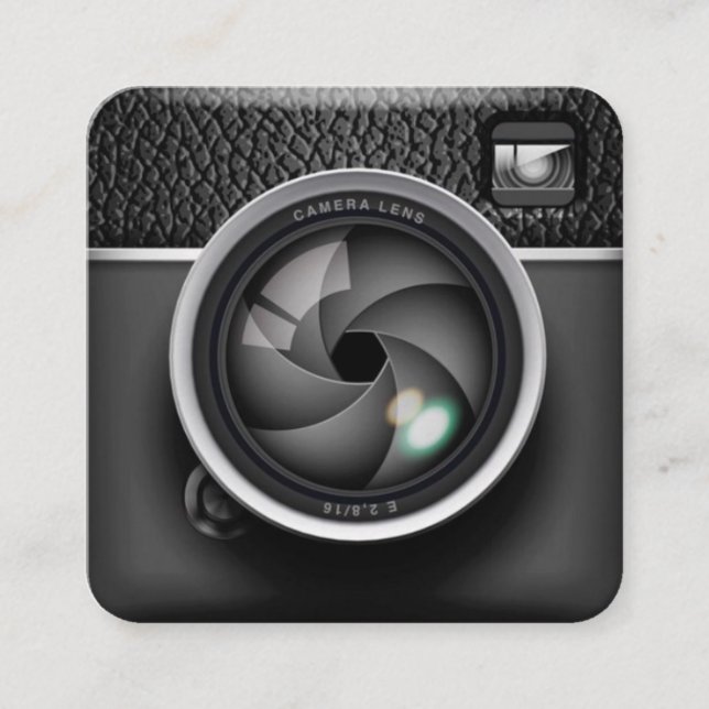 Tarjeta De Visita Cuadrada Fotógrafo de cámara realista (Anverso)