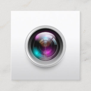 Tarjeta De Visita Cuadrada Fotógrafo de lentes de cámara Minimalista fotogr