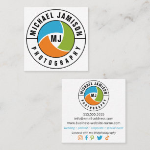 Tarjeta De Visita Cuadrada Fotógrafo de obturador moderno curvado texto