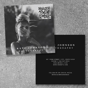 Tarjeta De Visita Cuadrada Fotógrafo Foto mínima Código QR Medios sociales