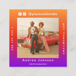 Tarjeta De Visita Cuadrada Fotógrafo Fotos Medios Sociales y Código QR Modern