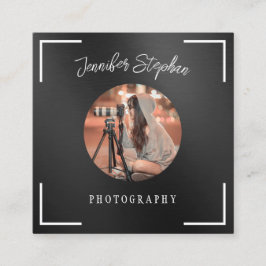 Tarjeta De Visita Cuadrada Fotógrafo Freelance Código QR Personalizado Foto N