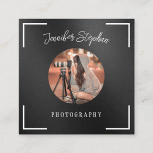 Tarjeta De Visita Cuadrada Fotógrafo Freelance Código QR Personalizado Foto N