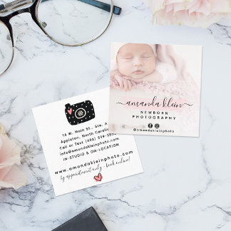 Tarjeta De Visita Cuadrada Fotógrafo Minimalista lindo foto de Personalizado