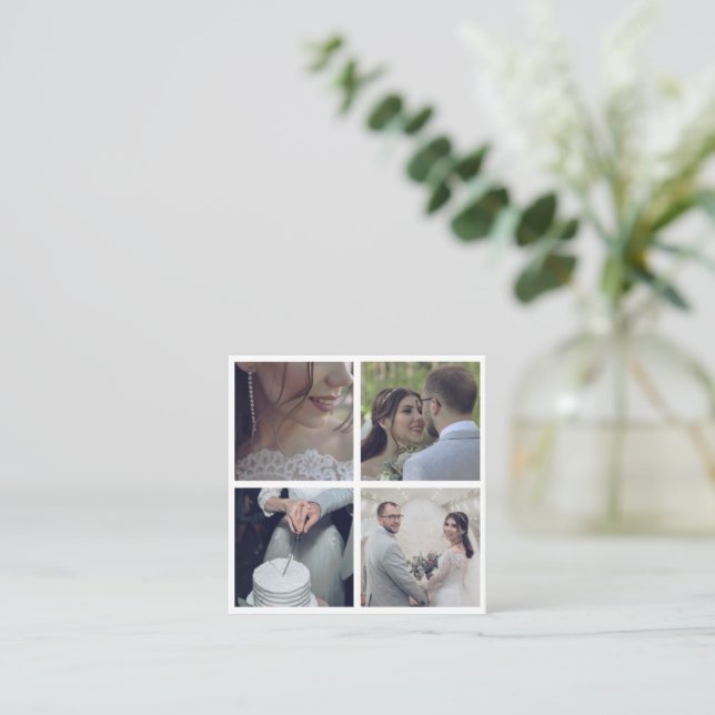 Tarjeta De Visita Cuadrada Fotógrafo moderado de Boda de la frontera blanca (Anverso de pie)