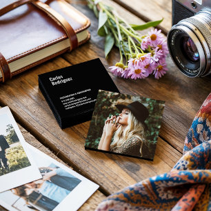 Tarjeta De Visita Cuadrada Fotógrafo moderno foto simple en blanco y negro