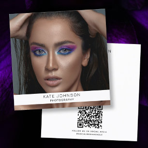 Tarjeta De Visita Cuadrada Fotógrafo moderno fotográfico QR Code