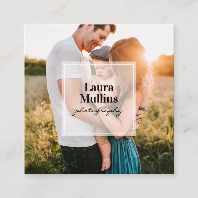 Tarjeta De Visita Cuadrada Fotógrafo moderno geométrico cuadrado blanco mínim (Anverso)