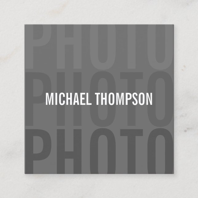 Tarjeta De Visita Cuadrada Fotógrafo moderno profesional (Anverso)