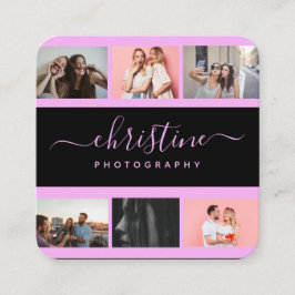 Tarjeta De Visita Cuadrada Fotógrafo monográfico de collage de fotos y caligr