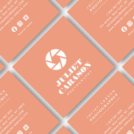 Tarjeta De Visita Cuadrada Fotógrafo negrita tipografía rosa