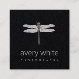 Tarjeta De Visita Cuadrada Fotógrafo profesional de naturaleza negra simple