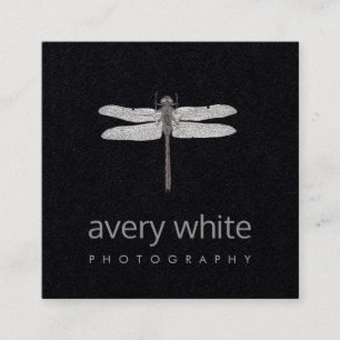 Tarjeta De Visita Cuadrada Fotógrafo profesional de naturaleza negra simple