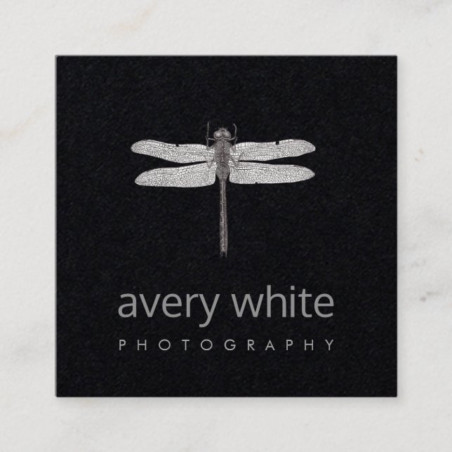 Tarjeta De Visita Cuadrada Fotógrafo profesional de naturaleza negra simple (Anverso)