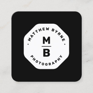 Tarjeta De Visita Cuadrada Fotógrafo profesional monograma negro Emblem B