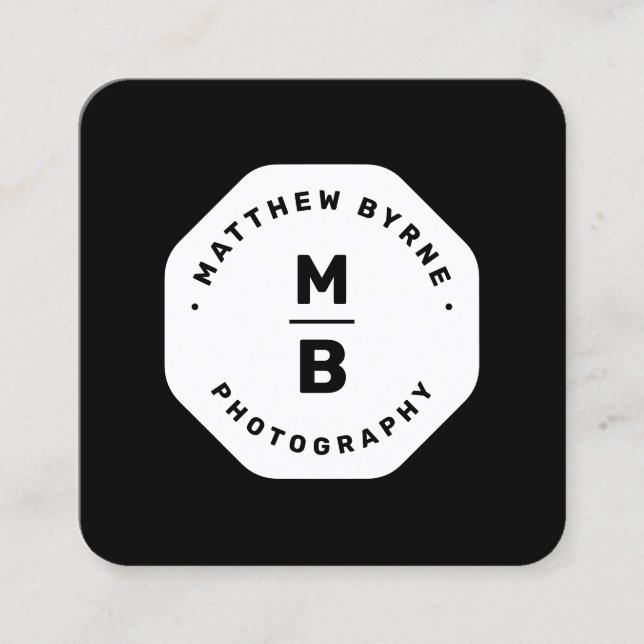 Tarjeta De Visita Cuadrada Fotógrafo profesional monograma negro Emblem B (Anverso)
