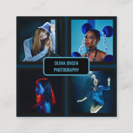 Tarjeta De Visita Cuadrada Fotógrafo profesional simple y moderno de 4 fotogr