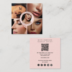 Tarjeta De Visita Cuadrada Fotos de artistas de maquillaje Código QR Iconos d