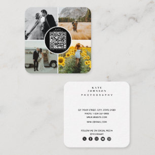 Tarjeta De Visita Cuadrada Fotos del fotógrafo Código QR Iconos de medios soc