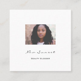 Tarjeta De Visita Cuadrada Fotos Organizador Bloguero blanco simplemente mode