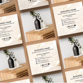 Tarjeta De Visita Cuadrada Fotos y socialidades del logotipo del Relieve meta