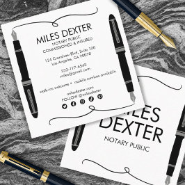 Tarjeta De Visita Cuadrada Fountain Pen Signature Logotipo Notario Legal Públ