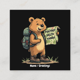 Tarjeta De Visita Cuadrada Foxtrots Deltas Tangos Funny Bear Retro Gráfico
