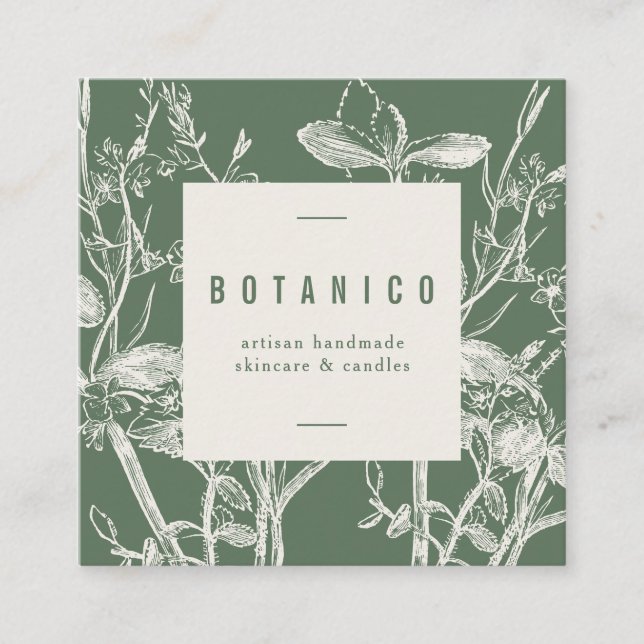 Tarjeta De Visita Cuadrada Fragmento verde azulado Frasco Sencillez Sencilla  (Anverso)