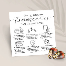 Tarjeta De Visita Cuadrada Fresas de chocolate Instrucciones mínimas de cuida
