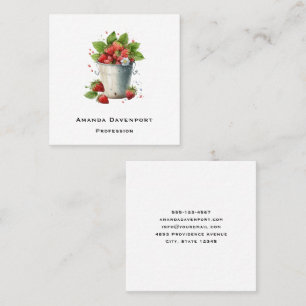 Tarjeta De Visita Cuadrada Fresas en un cubo