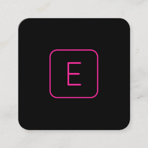 Tarjeta De Visita Cuadrada Fresco Monograma o Letra de Empresa Rosa Negro Mod