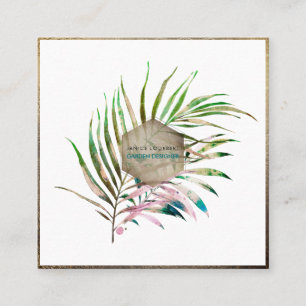 Tarjeta De Visita Cuadrada FRONTERAS DE PALMA PixDezines, AZUL VERDE AZULADO