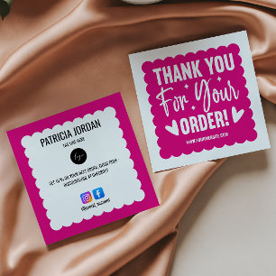 Tarjeta De Visita Cuadrada Fuchsia Wave Order Gracias LOGO Icono social