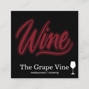 Tarjeta De Visita Cuadrada Fuente de vino y vidrio de vino