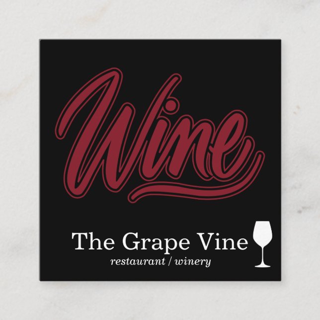Tarjeta De Visita Cuadrada Fuente de vino y vidrio de vino (Anverso)