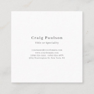Tarjeta De Visita Cuadrada Fuente Serif Profesional Papel Mate Liso