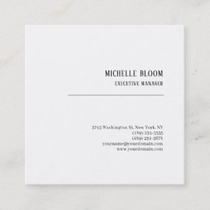 Tarjeta De Visita Cuadrada Fuente Serif Simple Profesional Minimalista