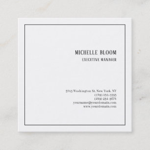Tarjeta De Visita Cuadrada Fuente Serif Simple Profesional Minimalista