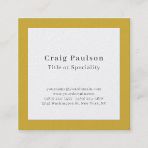 Tarjeta De Visita Cuadrada Fuente Serif Simple Profesional Plano Dorado Blanc