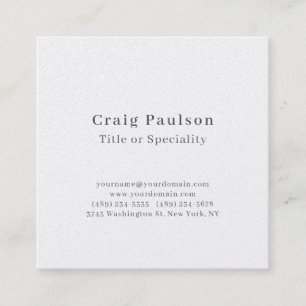 Tarjeta De Visita Cuadrada Fuente Serif Simple Profesional Plano Premium Perl