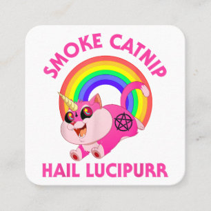 Tarjeta De Visita Cuadrada Fumar Catnip Salve Lucipurr, Gato Satánico Diverti