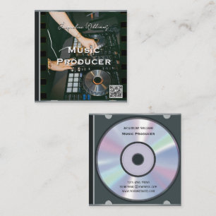 Tarjeta De Visita Cuadrada Funda de CD de música con código QR retro