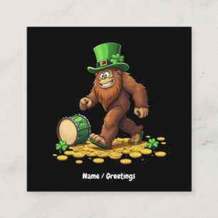 Tarjeta De Visita Cuadrada Funny Bigfoot Sasquatch Shamrock St Patrick's Day