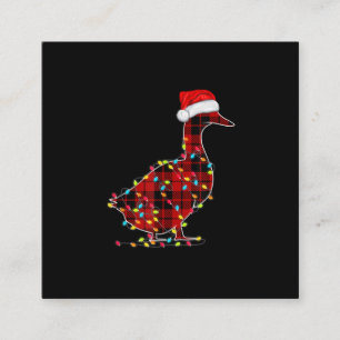 Tarjeta De Visita Cuadrada Funny Duck Navidades Light Red Plaid Matando
